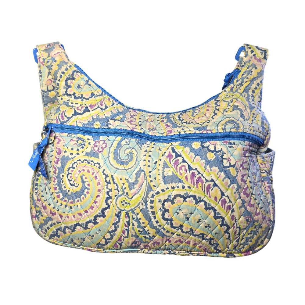Vera Bradley Lilli Bell Paisley Quilted Cotton Hobo Shoulder Bag Blue Yellow